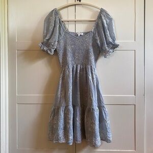Madewell Silk Lucie Smocked Mini Dress In Moody Blooms